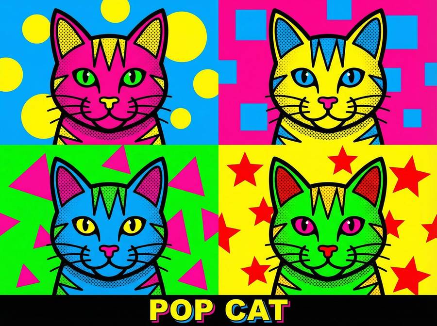 澳门体彩 - 波普艺术猫咪四联画创作